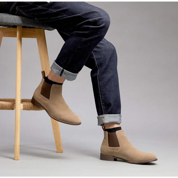 Jousen Men's Suede Chelsea Boots•Size 10 Mushroom•New W/Box - Picture 1 of 9